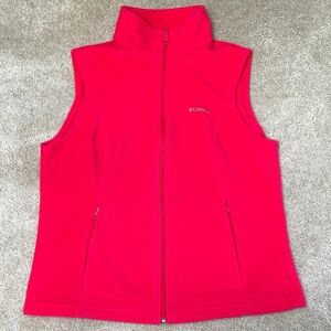 Columbia Fleece Zip Up Vest Zippered Front Pockets Hot Pink Womens size XL